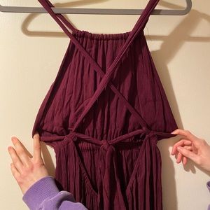 Burgundy Long Strappy Back Maxi Dress